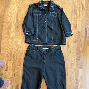 Adorable Vintage Black TanJay capri pants suit Urban Cowbgirl sz18